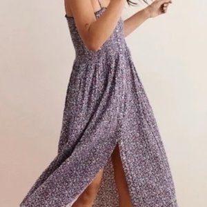 Aerie Smocked Floral Button Down Midi-Dresss